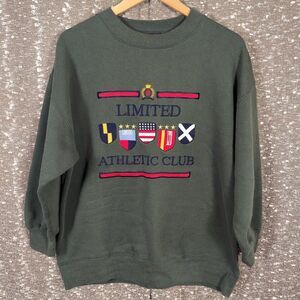 Vintage Limited Jeans Athletic Club Embroidered Green Pullover Sweatshirt Size S